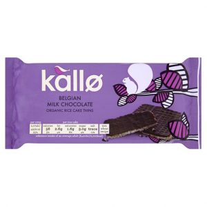 Kallo Belgian Milk Chocolate Organic Rice Cake Thins 90g