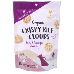 Ceres Organics Crispy Rice Clouds - Salt & Vinegar Smash 50g